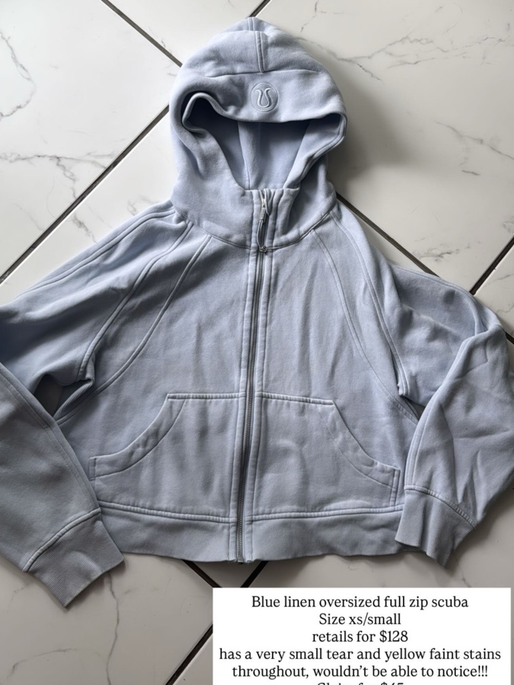 lululemon athletica Light Blue Full-Zip Hoodie